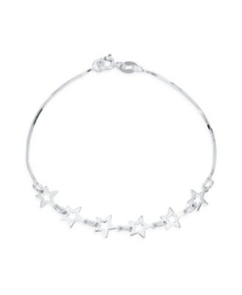 Bling Jewelry Dainty Celestial Chain Link Bracelet with Stars Sterling Silver 7-7.5 Inch