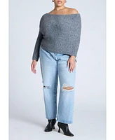 Eloquii Plus Size Fuzzy One Shoulder Sweater