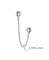 Bling Jewelry Initial Alphabet Bead Charm Two Tone Love Hearts Safety Chain European Bracelet