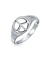 Bling Jewelry Sterling Silver Ring with World Peace Signet for Men