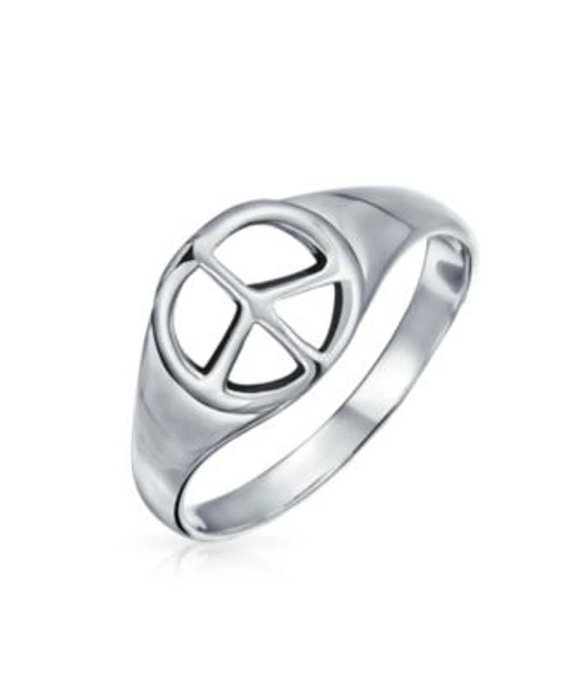 Bling Jewelry Sterling Silver Ring with World Peace Signet