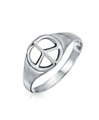 Bling Jewelry Sterling Silver Ring with World Peace Signet