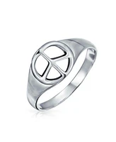 Bling Jewelry Sterling Silver Ring with World Peace Signet