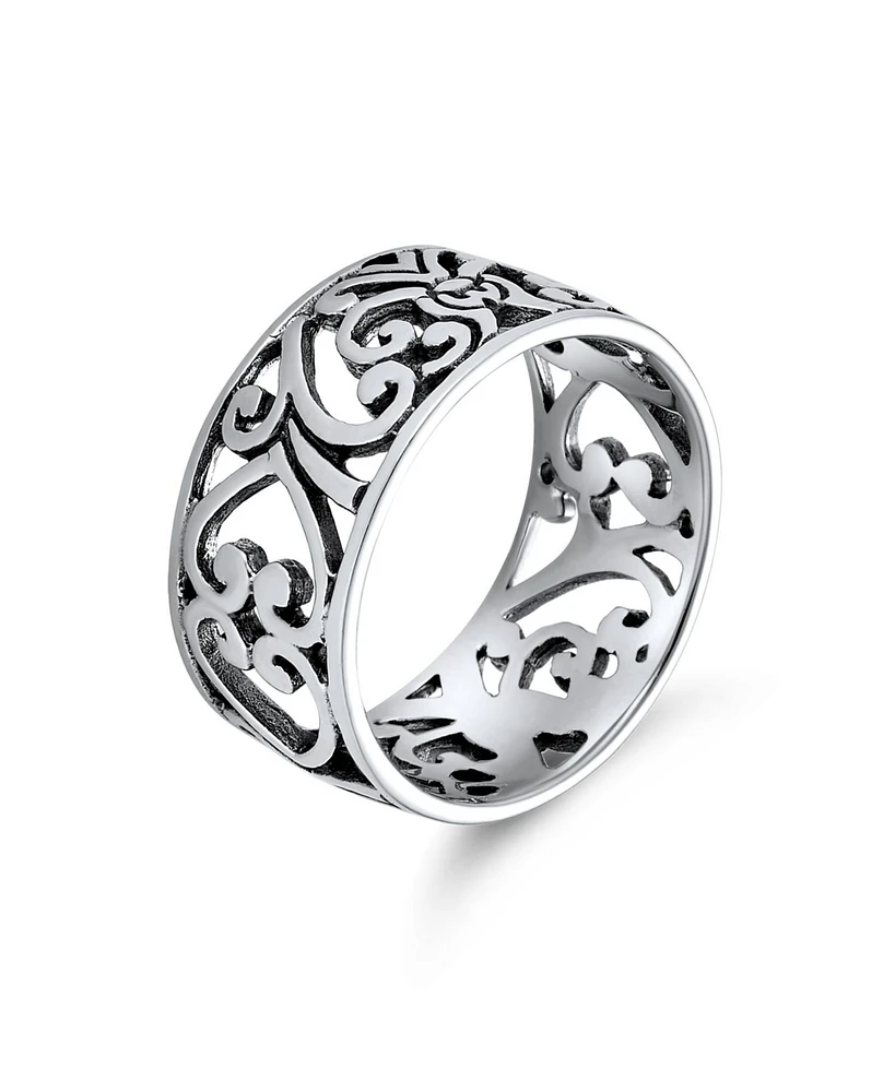 Bling Jewelry Boho Fashion Sterling Silver Ring with Open Swirl Filigree Design