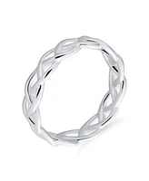 Bling Jewelry Silver Ring: Open Braided Band Wheat Weave Woven Wire Rope Cable Eternity Sterling