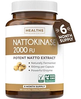 Nattokinase 2000 Fu (Non-gmo), Powerful Nattokinase Supplement Made from Naturally Fermented Soybeans for Heart Health Support, Healths Harmony, 180ct