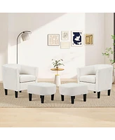 Barrel Chair with Ottoman Footrest Curved Backrest Armrests Removable Seat Cushion