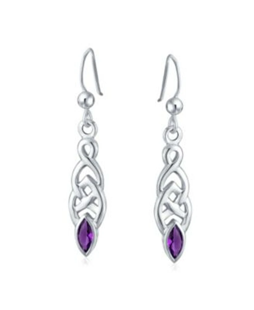 Bling Jewelry Bff Celtic Irish Love Knot Bezel Set Cubic Zirconia Fish Hook Dangle Earrings .925 Sterling Silver