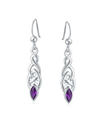 Bling Jewelry Bff Celtic Irish Love Knot Bezel Set Cubic Zirconia Fish Hook Dangle Earrings .925 Sterling Silver