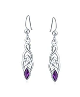 Bling Jewelry Bff Celtic Irish Love Knot Bezel Set Cubic Zirconia Fish Hook Dangle Earrings .925 Sterling Silver