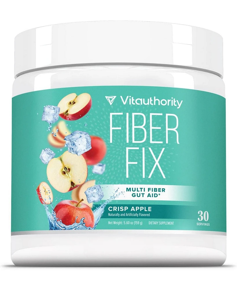 Vitauthority Fiber Fix Powder Supplement for Women, Digestive Health Regularity, Satiety, Bloating Relief, & Gut Cleanse, Apple Flavored, 30 Servings