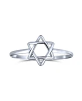 Bling Jewelry Minimalist Silver Ring with Star of David Judaic Knuckle Band Sterling