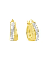 And Now This Clear Crystal Double Row Texture Hoop Earrings