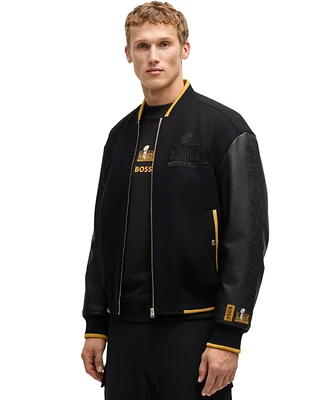 Hugo Boss x Nfl Leather Sleeve Wool-Blend Jacket