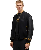 Hugo Boss x Nfl Leather Sleeve Wool-Blend Jacket