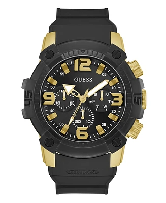 Guess Men's Multifunction Black Silicone Watch, 52mm