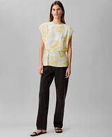 Calvin Klein Women's Printed Chiffon Twist-Front Top