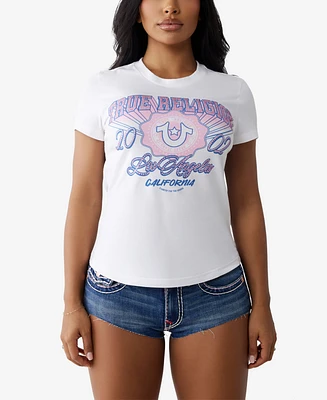 True Religion Women's Crystal Tr Crew Neck T-Shirt