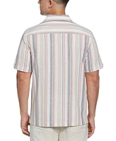 Cubavera Men's Short Sleeve Striped Panel Button-Front Camp Shirt