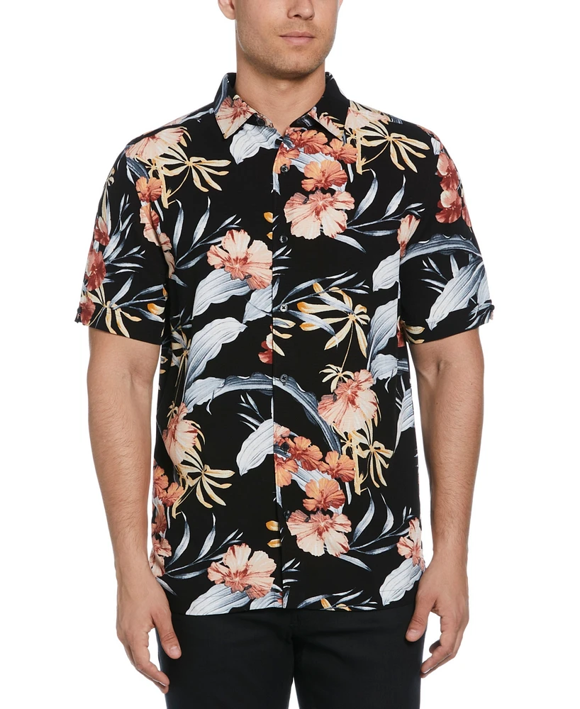 Cubavera Men's Short Sleeve Tropical Floral Print Button-Front Shirt