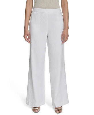 Halston Women's Elastic-Back Mid-Rise Wide-Leg Pants