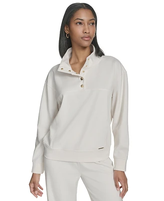 Halston Women's Snap-Collar Long-Sleeve Pullover