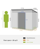 Outsunny 7' x 4' Metal Outdoor Garden Storage Shed w/ Vents,