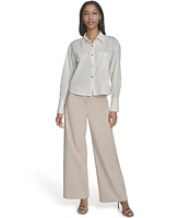 Halston Women's Cropped Button-Front Shirt