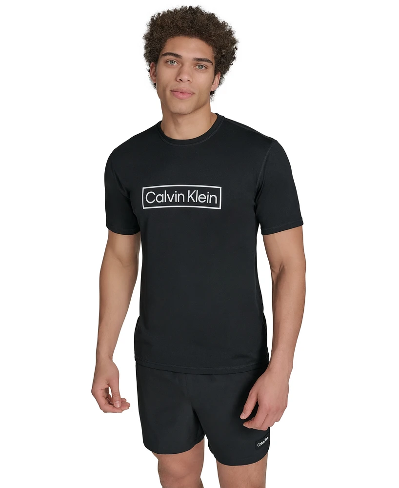 Calvin Klein Men's Logo Short-Sleeve Swim Rash Guard