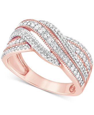 Diamond Multirow Crossover Statement Ring (1/2 ct. t.w.) in 10k Rose Gold