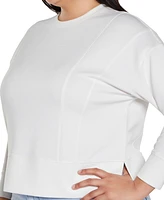 Belldini Plus Scuba Knit Drop-Shoulder Top