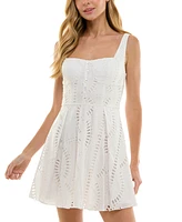 Seni & Cade Juniors' Cotton Eyelet Fit Flare Mini Dress