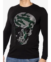 Men's Camo Skull Rhinestone Graphic Long Sleeves T-Shirts