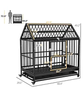 PawHut 48" Steel House Dog Crate with Wheels,