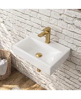 DeerValley 18'' x 12'' White Rectangular Ceramic Wall Mount Bathroom Sink with Faucet Hole