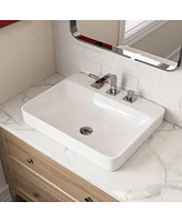 DeerValley 23.82" L x 18.9" W x 6.69" H White Rectangular Vitreous China Drop-in Bathroom Sink with Overflow