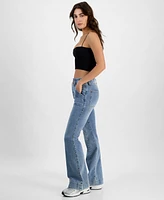 Madden Girl Juniors' High-Rise Front Seam Flare-Leg Jeans