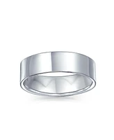 Bling Jewelry Minimalist Plain Simple .925 Sterling Silver Flat Band Ring 6MM