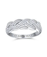 Bling Jewelry Half Braided Silver Ring with Wheat Weave and Twisted Rope Design Sterling