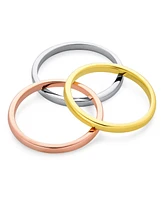 Bling Jewelry Tri Color Silver Ring: Stacking Couples Band Set 14K Gold Plated Sterling