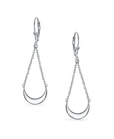 Bling Jewelry Crescent Moon Dangle Earrings Sterling Silver Teardrop Chain Design