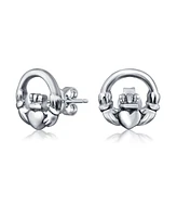 Bling Jewelry Classic Bff Celtic Heart Stud Earrings in Oxidized Sterling Silver