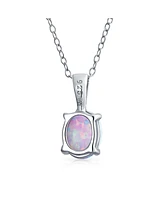 Bling Jewelry Classic Oval Orange Blue White Natural Opal Pendant Necklace Rose Gold Sterling Silver