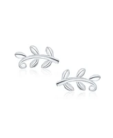 Bling Jewelry Delicate Bohemian Vine Laurel Leaf Nature Stud Earrings in Sterling Silver