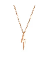 Bling Jewelry Minimalist Geometric Lightning Bolt Pendant Necklace with Cz in Gold Plated Silver