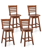 4 Pcs 24.5" Counter Height Bar Chairs Swivel Stools with Hollow Backrest