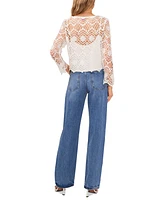 Vince Camuto Women's Lace Boat-Neck Flare-Sleeve Top