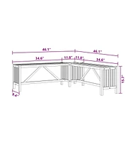 Patio Corner Bench with Planter 46"x46"x15.7" Solid Acacia Wood