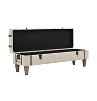 Storage Bench 43.7" Cream Solid Wood Fir&Fabric