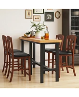 Upholstered Dining Chair with Hollowed High Backrest Set of 2